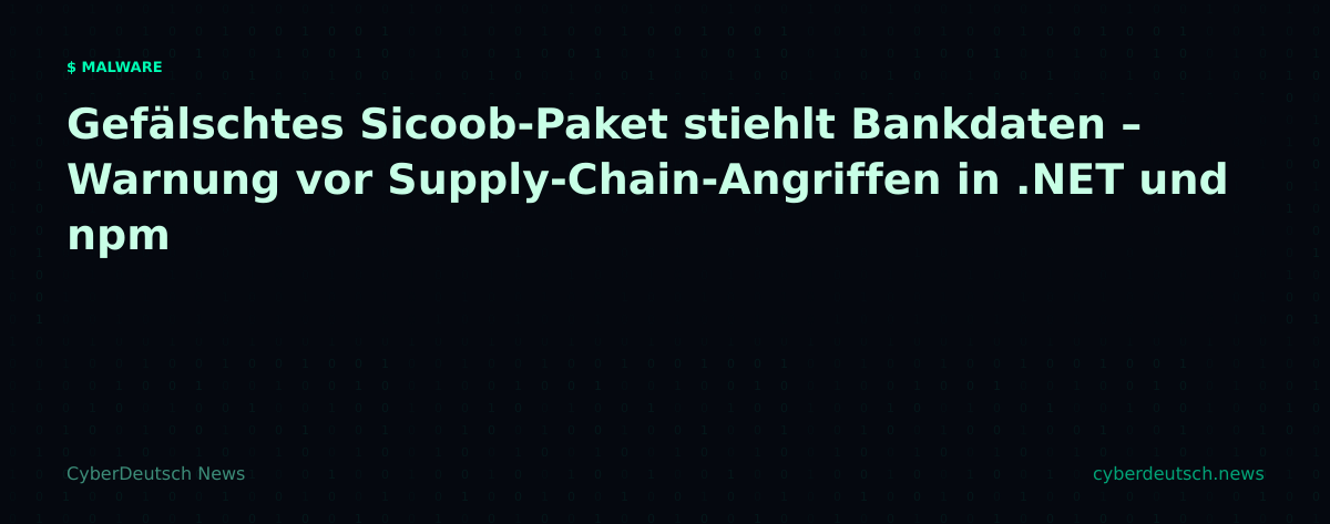 Gefälschtes Sicoob-Paket stiehlt Bankdaten – Warnung vor Supply-Chain-Angriffen in .NET und npm