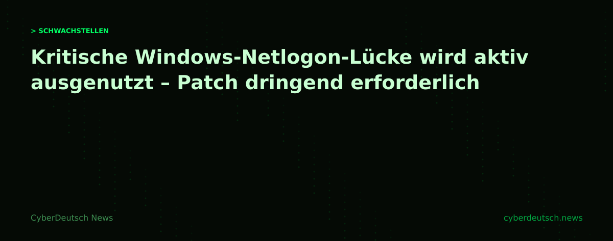 Kritische Windows-Netlogon-Lücke wird aktiv ausgenutzt – Patch dringend erforderlich