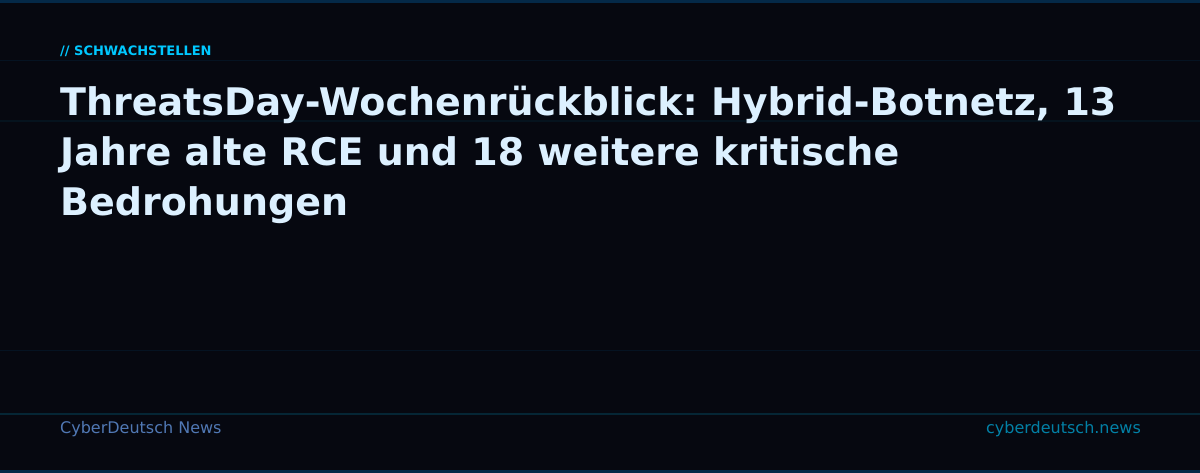 ThreatsDay-Wochenrückblick: Hybrid-Botnetz, 13 Jahre alte RCE und 18 weitere kritische Bedrohungen